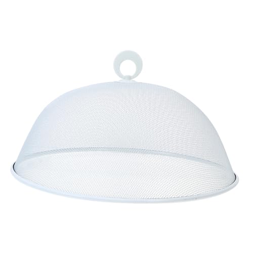 Zerodeko 1 Pieza Cubierta De Mesa De Hierro Forjado Tapas De Comida con Alimento Protector De Salpicaduras De Microondas Comida De Malla Plegable Blanca por Comida