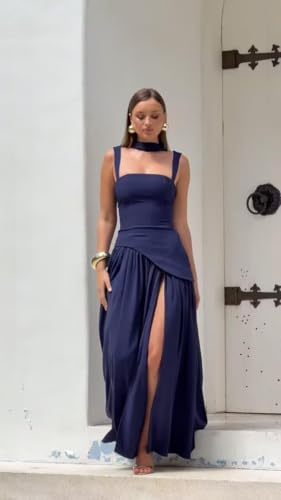 UZN Scarf Bridesmaid Dresses 2025 for Women with Slit Spaghetti Straps Drop Waist Chiffon Formal Party Gowns4