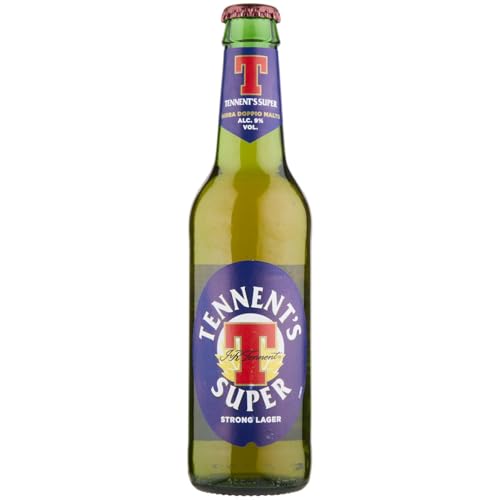 Colore leggermente ramato Tennent\'s Super Birra Strong Lager, 355ml