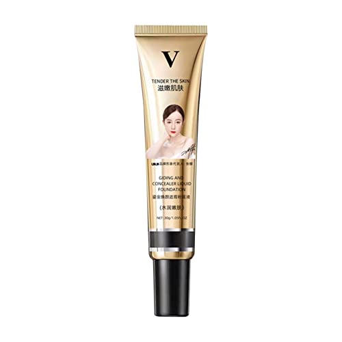 vokkrv 30g Liquid Foundation Full Coverage 2022 New Formula Flawless Makeup Base Cream Concealer Matte Waterproof Long Lasting Oil Free Smooth Liquid Foundation (02# Moisturizing) Cover