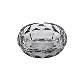 Ashtray Made Of Glass for Living Room Office Desktop Transparent Oficina(Grey,Pequeño)