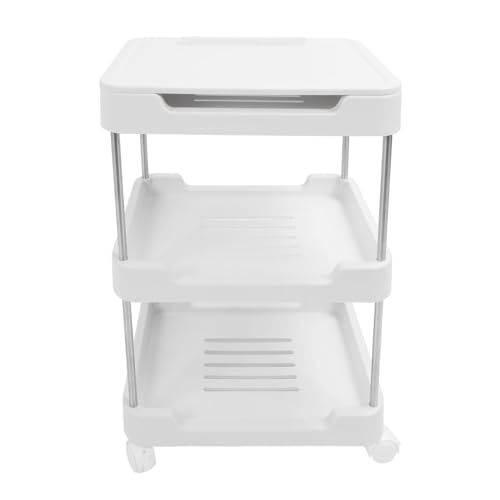 Segrehy Carro rodante con Mesa Carro de Almacenamiento móvil Multifuncional con Ruedas para Sala de Estar Oficina Plástico 61 x 39,5 x 29,5 cm