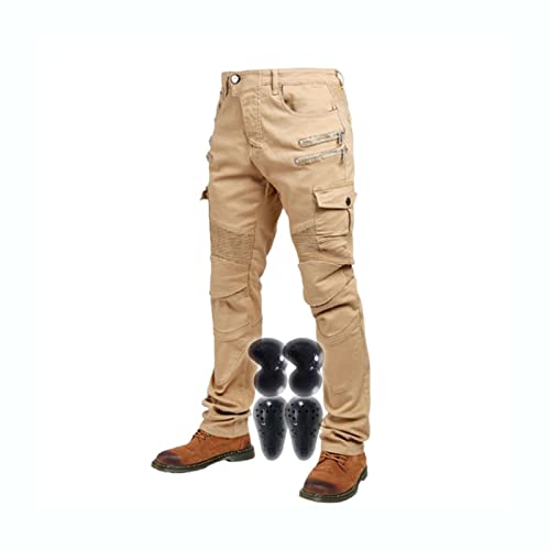 Vaqueros De Montar Con Rodilleras Extendidas Mejoradas Pantalones De Moto for Hombre Pantalones De Carreras De Mezclilla Elástica, Transpirables Y Duraderos ( Color : Beige upgrade , Size : S ) Cover
