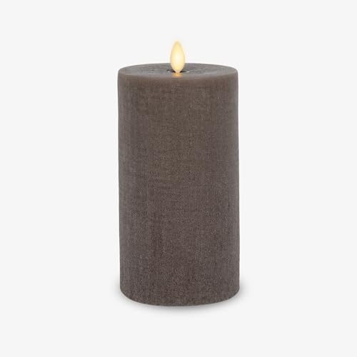 Luminara 995967 Chalky Linen Charcoal Gray Flameless Candle Moving Flame Real Wax Flat Top Led Pillar cover
