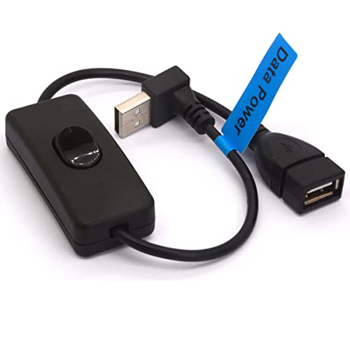 Cable de extensión USB con interruptor de encendido/apagado, ángulo de 90 grados, USB 2.0 macho a hembra, compatible con datos y alimentación para PC, TV, coche (abajo)
