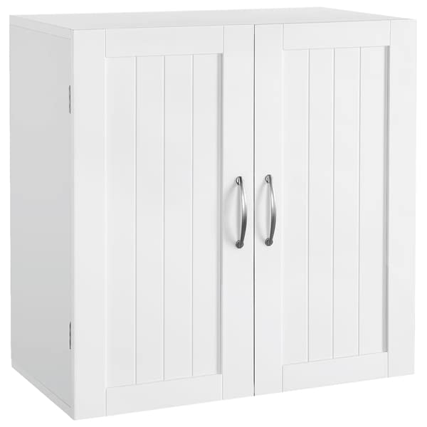 Abician Meuble Mural Meuble de Salle de Bain avec 2 Portes et Tablettes Réglables pour Cuisine Salon Salle de Bains 60 x 30 x 60 cm Blanc