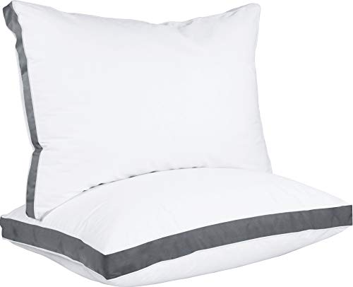 Utopia Bedding Gusseted Pillow (2-Pack) Premium Quality Bed Pillows - Side Back Sleepers - Dark Grey Gusset - King