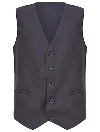 Traje de boda Waiscoat Page Boy para niños, vestido de graduación, bautizo, ocasión formal, chaleco de 7 a 14 años, gris oscuro, 7-8 Years Cover