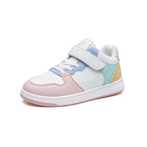 Kids Athletic Sneakers with Hook and Loop Strap, Black and Grey, Casual Sport Shoes3