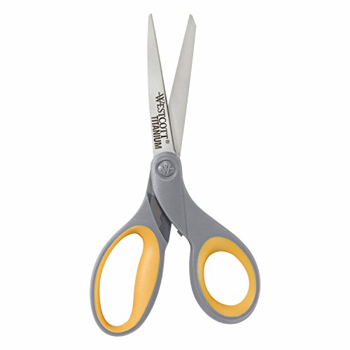 Westcott 13529 8" Straight Titanium Bonded Scissors With Soft Handle, Grey/Yellow #TOP1