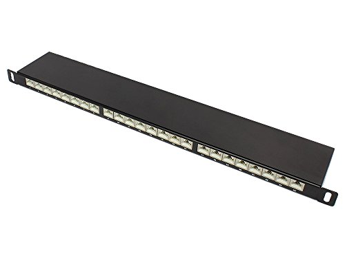 Alcasa GC-N0013 Panel de parcheo 0.5U - Bahía de Entrada (Cat6a STP, 10 Gigabit Ethernet, 10000 Mbit/s, RJ45, Black, Steel)