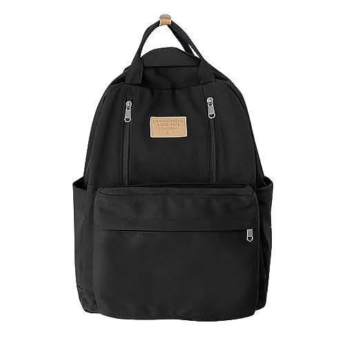 Schoolbag Female College Students Simple Senior Sense High School High School Students Small 𝐂rescent (Black, One Size)