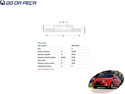Disco de Freio Dianteiro Fiat Brava Motor 1.6 e 1.8 16v ano 2000 a 2003