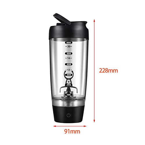 Shaker de protéines électrique portable de 591 ml pour mélanges de protéines, sport, fitness (noir)