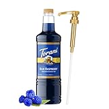 Torani Sugar Free Blue Raspberry Syrup 1 Liter Bottle with Pump Keto Friendly, Zero Calorie, Low Carb, Diabetic Safe Flavoring for Coffee, Shakes, Snow Cones, and Cocktails
