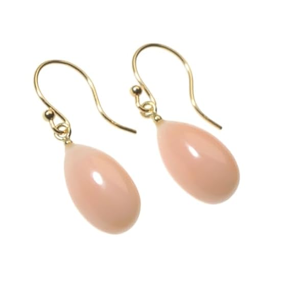 ミス 珊瑚 ピンク イヤリング K18 イエローゴールド 丸玉 無染色 SANSUI