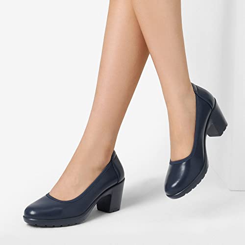DREAM PAIRS Scarpe con Tacco Largo Eleganti Comode da Donna Décolleté con Tacco Alto Classico Décolleté in PU da Lavoro