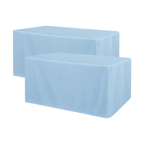 Obstal 2 Pack 4ft Tablecloths for Rectangle Tables - Water Resistant Washable Fabric Polyester Rectangle Table Cover Protector for Wedding, Banquet and Trade Shows, 48" L x 24" W x 30" H, Dusty Blue