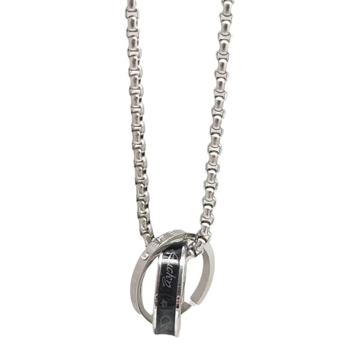 Image of SALTY ALPHA Anti Tarnish Stainless Steel Promise Ring Locket Neck Chain for Men | Stylish Pendant Necklace | Jewellery Accessories for Boys | Minimal Jewelry | Gifts for Boyfriend & Husband | Gift for Diwali, Christmas, Marriage, Birthday