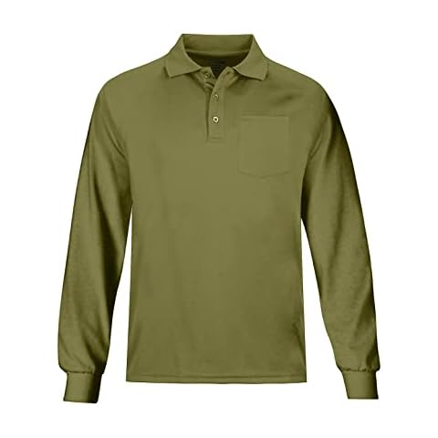 MOHEEN Men's Outdoor Performance Tactical Polo Shirts Long Sleeve, Moisture-Wicking, Sun Protection(Army Green,L) Cover