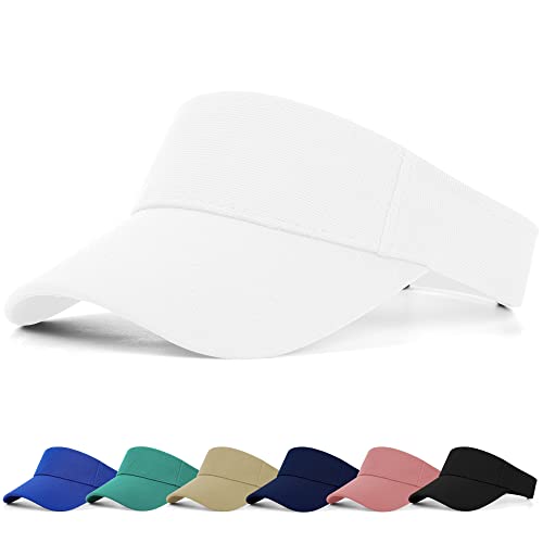 FCHUI Sun Visor Cap - Women Ponytail Baseball Cap for Women and Ladies Long Peak Thicker Sweatband Adjustable Hat for Golf Cycling Fishing Tennis Running Jogging Visor Hats for Men (White)