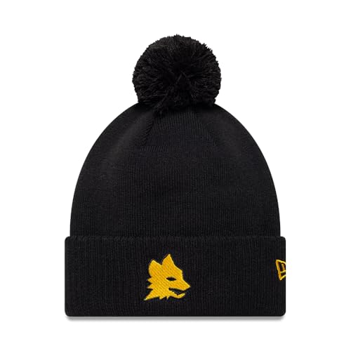 Bonnet AS Roma avec pompon style Wolf Black noir pour homme et femme passionné de football