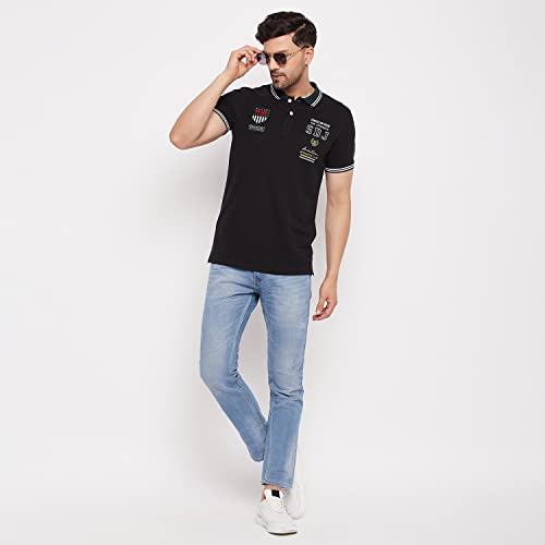 Image of Duke Stardust Men Polo Neck Half Sleeve Cotton T-Shirt (LF5855 Black XXL)