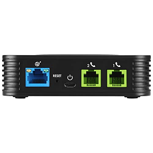 Adaptador de telefone analógico com 2 portas Grandstream GS-HT802 VoIP Phone & Device, preto