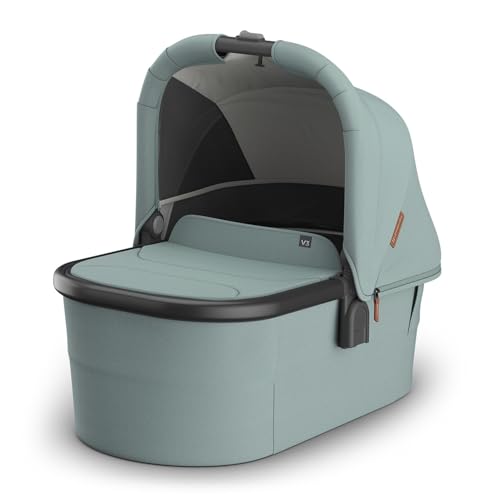 UPPAbaby Bassinet V3 - Compatible with Vista, Cruz, Ridge Strollers - Overnight Sleep Solution - Mattress, Sheet and Bug Shield Included - Kenzi (Mystic Aqua/Carbon Frame)