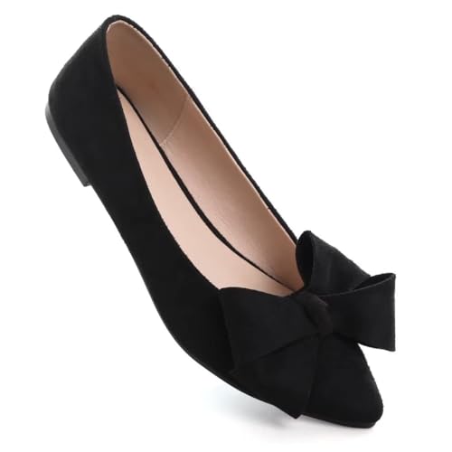 Image of TN TANGNEST Flats Shoes Women Comfort Casual Loafers | Classic Pointed Toe Bowknot Flats Cute Slip On Flats, Wear to Work Travel Walk
