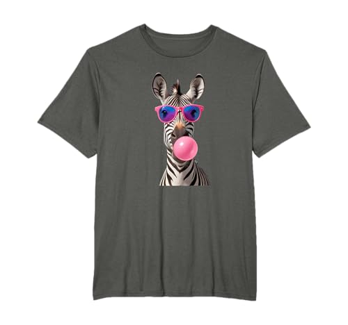 #snirt lustiges Zebra mit Kaugummiblase pinker Sonnenbrille T-Shirt