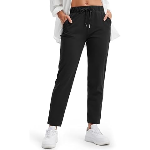 Libin Women's Joggers Pants 7/8 Ankle Golf Sweatpants with Pockets Work Dress Pants Athletic Tapered Casual Pants for Workout,Lounge, Black,L Cover