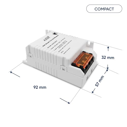 Image of Aziot 30Amp WiFi & Bluetooth Smart Circuit Breaker, Compatible with Alexa & Google Assistant, Timer Function, Made in India