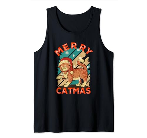 Chat Lover Cat Dad Cat Mom Christmas Merry Catmas Xmas Funny Débardeur