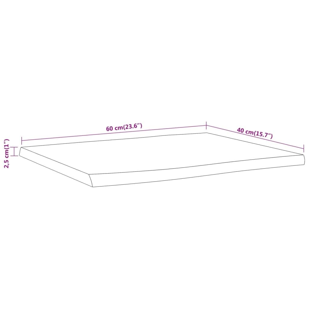 vidaXL Tischplatte 60x40x2,5 cm Rechteckig Massivholz Akazie Baumkante Platte