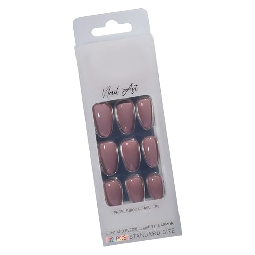 Almond Nail Tips | 32PCS Handmade Press On Nails, Reusable Removable Waterproof Resin False Nails for Women & Girls, Salon-Quali