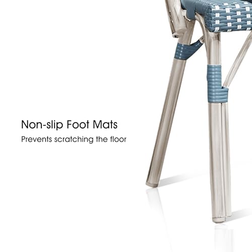Image of PURPLE LEAF Patio Dining Chair Set of 4, Armless, White Finish, Light Blue