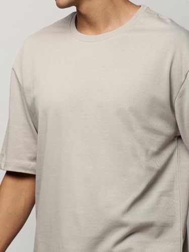 Image of SHOWOFFFF Men Solid Two-Piece Co Ords | Round Neck Half Sleeves Cotton Co Ords for Mens | Mid-Rise Regular Fit Above Knee Co Ords for Men's