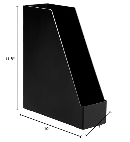 Amazon Basics Plastic Desk Organizer - Vertical Magazine and File Holder, Black, 2-Pack - Image 6