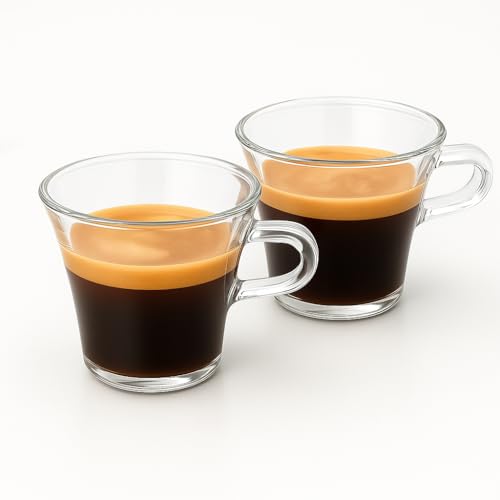 CUPERINOX® Tazas de Café Espresso de Cristal – Set 2 80ml- Aptas para lavavajillas- Resistentes al Calor – Tazas Bonitas de Café, Té Originales y Elegantes – Aroma Series