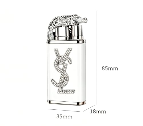 Encendedor recargable de llama doble portátil blanco miniatura 6