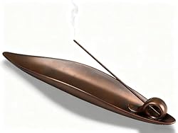 Incense Stick Holders 9" Length Ceramic Ash Cather Tray with 3 Holes Leaf Boat Incense Burner for Counters Yoga Spa Relaxation Meditation Room Office Home Decor Gift, Brown