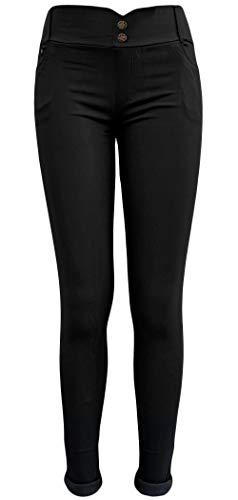 Sockenhimmel Jeans Leggings Damen Jeggings Stretchhose Winter Treggings Skinny (Schwarz, 40-42)