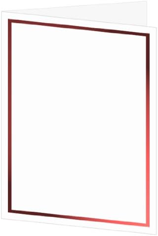 Red Foil Invitation, Program, Single Fold 5x7, Radiant White Cardstock, 65lb, 50 Pack