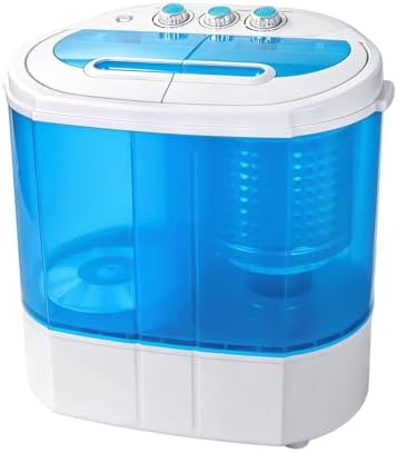 SUPER DEAL Small Portable Washing Machine 9.9lb Mini Compact Washer Twin Tub Laundry Machine Top Load Spinning and Washing Combo 6.57 FT Inlet Gravity Drain Hose