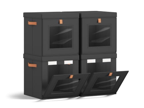 Image of Homsorout Cube Storage Bins with Lids - Front Opening, Clear Window, 4 Pack
