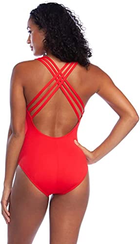 Image of La Blanca Women's Island Goddess Deep-V Strappy Back Mio One Piece Swimsuit with Tummy Toner