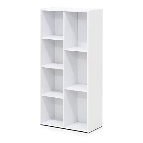 Furinno Luder 7-Cube Reversible Open Shelf Bookcase, White Cover