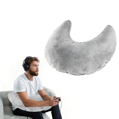 Cojín de lectura, cojín ergonómico de apoyabrazos inflable para largas sesiones de juego, cojín de ganchillo, cojín de jugador, cojín de lectura para sentarse en la cama, sofá/suelo (gris)