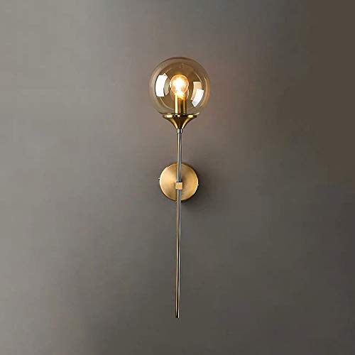 Applique murale moderne E27 luminaire design verre ambré et doré